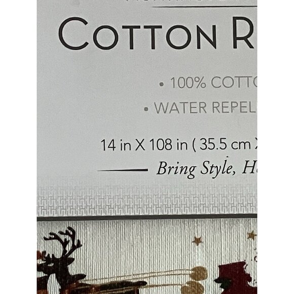 Huntington Home 100% Cotton Christmas Water Resistant Table Runner 14” X 108” - Picture 2 of 6